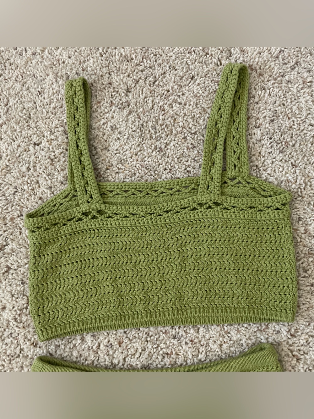 NWOT Reformation Max Open Knit Two Piece, Olive Knit Midi Skirt and Top- Size XS - Picture 10 of 11